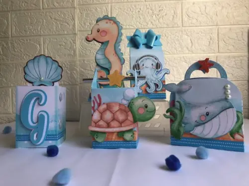 Personalizados Fundo do Mar Azul - Kit 30 Unidades