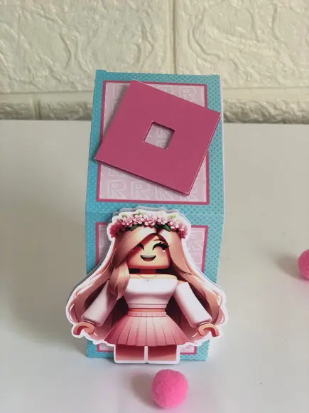 Personalizados Roblox Rosa - Kit com 25 Unidades