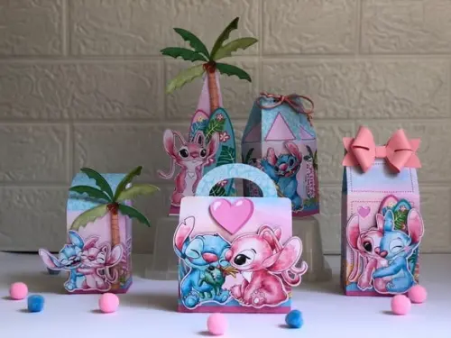 Personalizados Stitch e Angel - Kit com 20 Unidades