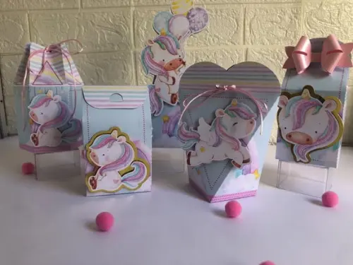 Personalizados Unicórnio Rosa - Kit com 25 Unidades