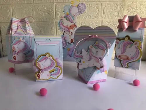 Personalizados Unicórnio Rosa - Kit com 30 Unidades