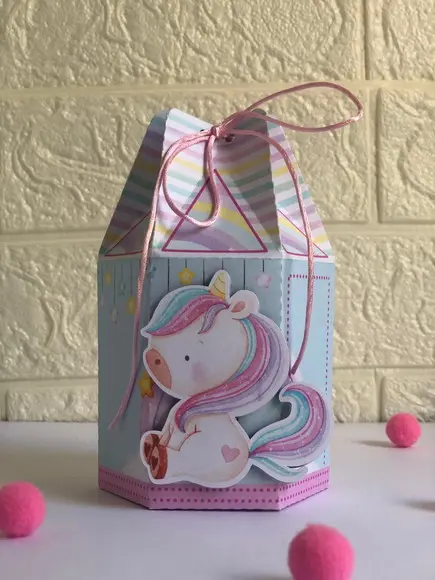 Personalizados Unicórnio Rosa - Kit com 50 Unidades
