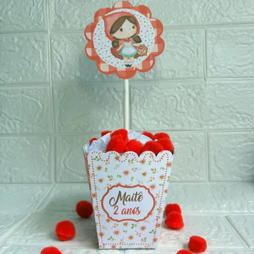 Centro de Mesa Cachepô Chapeuzinho Vermelho - Personalizados Lembrancinhas