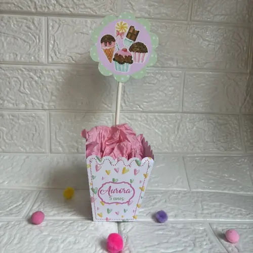 Centro de Mesa Cachepô Confeitaria - Personalizados Lembrancinhas