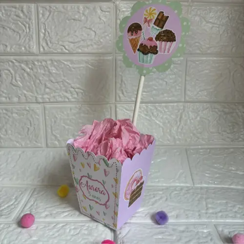 Centro de Mesa Cachepô Confeitaria - Personalizados Lembrancinha