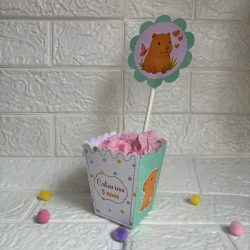 Centro de Mesa Cachepô Capivara - Personalizados Lembrancinhas
