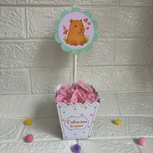 Centro de Mesa Cachepô Capivara - Personalizados Lembrancinhas