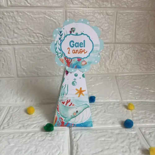 Personalizados Fundo do Mar Azul Menino - Kit com 30 unidades