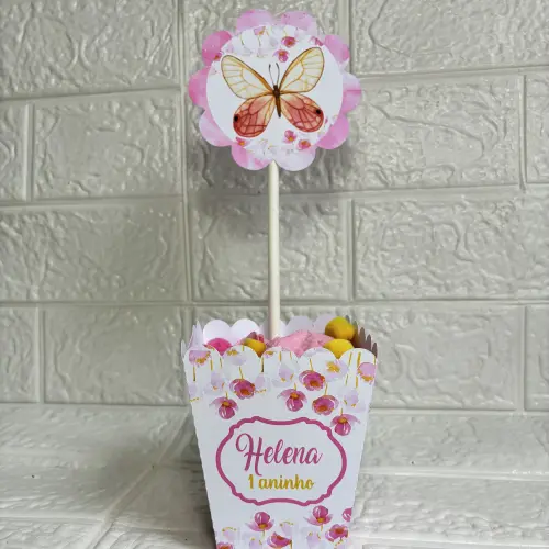 Centro de Mesa Cachepô Jardim das Borboletas - Personalizados Lembrancinhas
