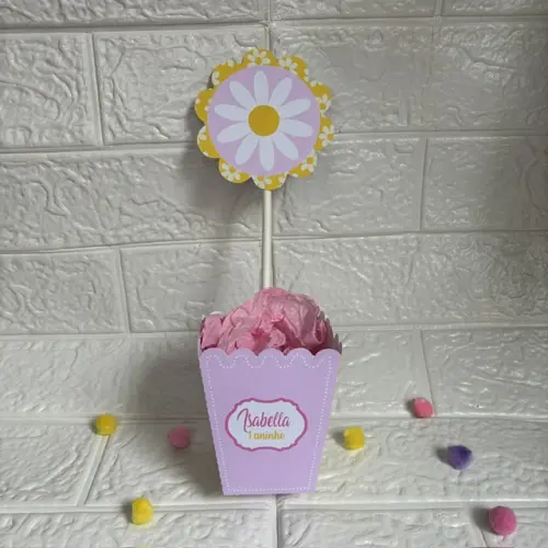 Centro de Mesa Cachepô Margarida - Personalizados Lembrancinhas