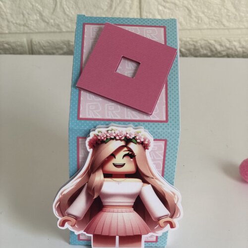 Personalizados Roblox Rosa - Kit com 20 Unidades