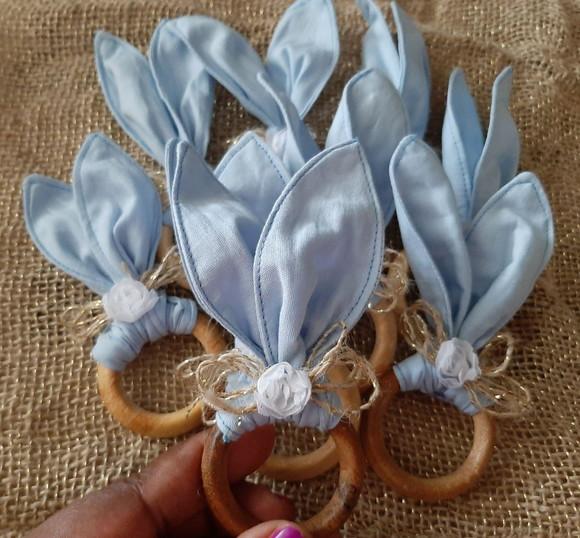 Kit com 9 Porta Guardanapos de Páscoa Orelhinhas Azul Claro