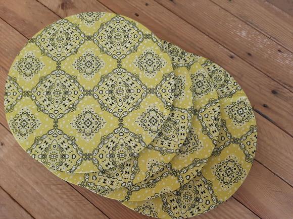 Conjunto de Sousplat em Tricoline Amarela Bandana 6 Unida
