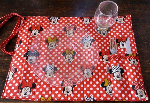 Lugar Americano com Porta Talher Minnie ou Mickey