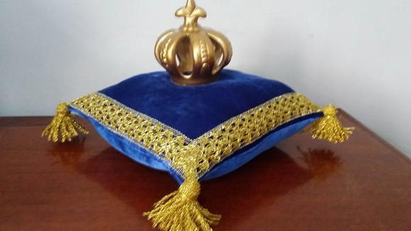 Almofada Realeza em Veludo Azul Kit com 2 Unidades