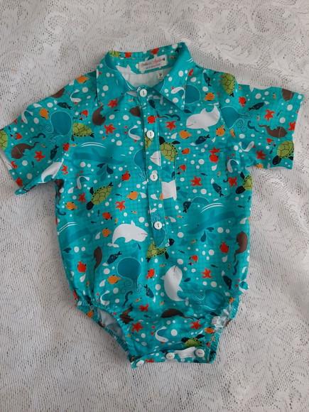 Body camisa para bebês tema Fundo do Mar