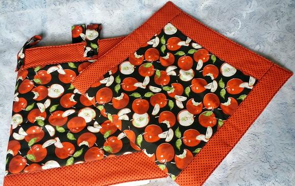 Conjunto para Fogão 6 Bocas com Estampa de Maçãs