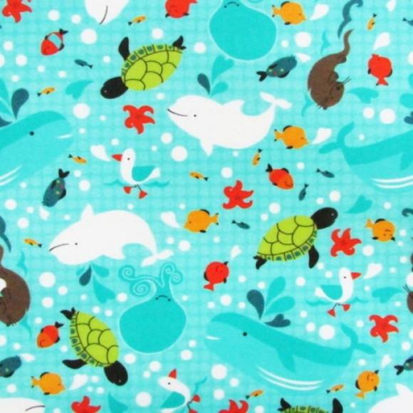 Tricoline Estampada Fundo do Mar Por Metro