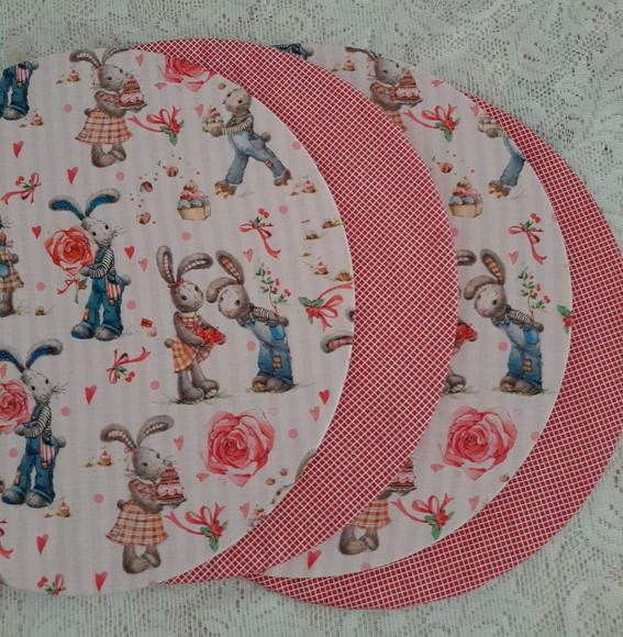 Kit 4 Capinhas de Páscoa Dupla Face Casal de Coelhos