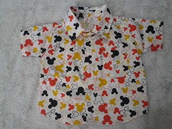 Camisa Social Infantil Mickey Silhueta
