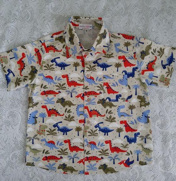 Camisa Social Infantil Dinossauros Coloridos