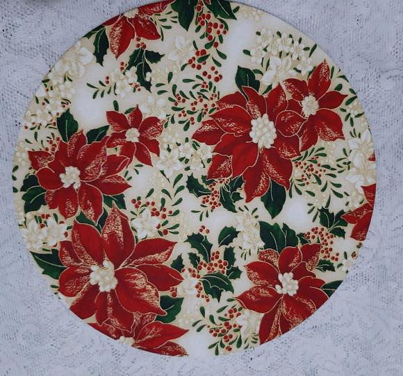 Jogo Americano de Natal Capinha com Estampa Floral Natalina