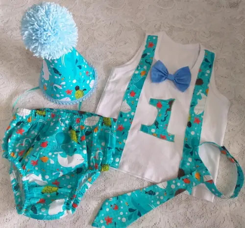 Look Festa de 1 Ano Fundo do Mar