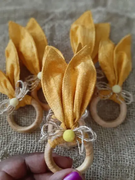Argola de Guardanapos de Páscoa Orelhinhas Amarelas 6 Peças