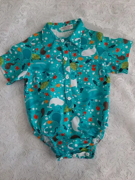 Body camisa para bebês tema Fundo do Mar