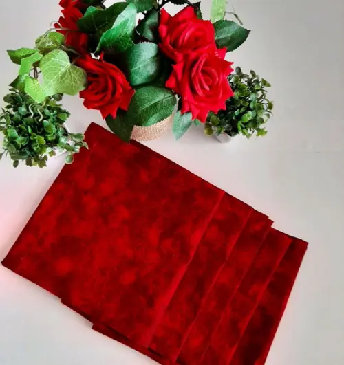 6 Guardanapos de Tecido Vermelho Estampa Poeirinha