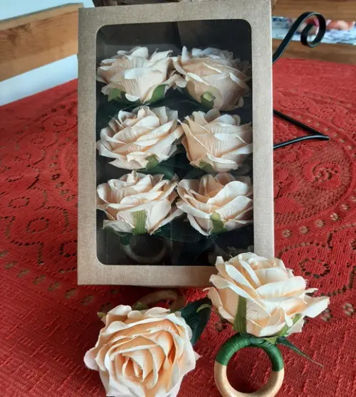 Caixa com 8 Porta Guardanapos Rosa Champanhe