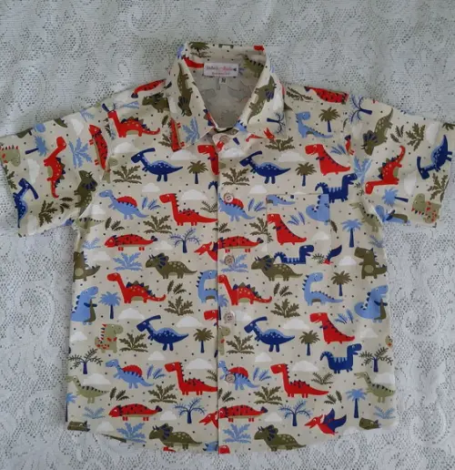 Camisa Social Infantil Dinossauros Coloridos