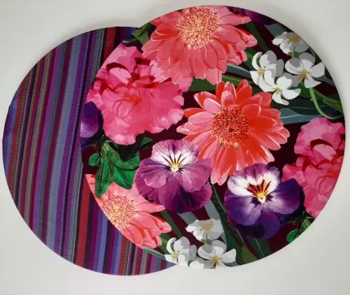 Jogo com 4 Capinhas de Sousplat Dupla Face Flores e Listras