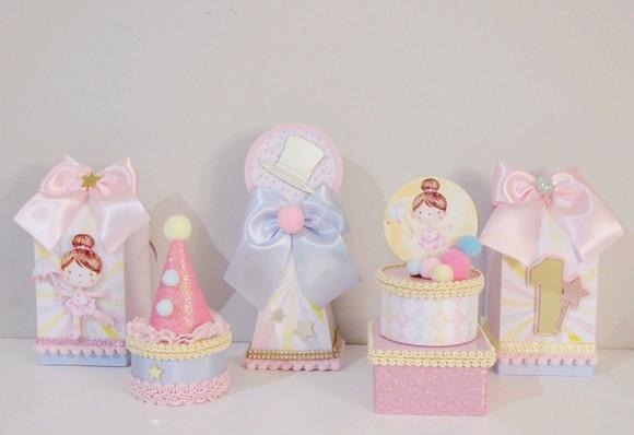 Kit personalizados circo rosa - 25 itens