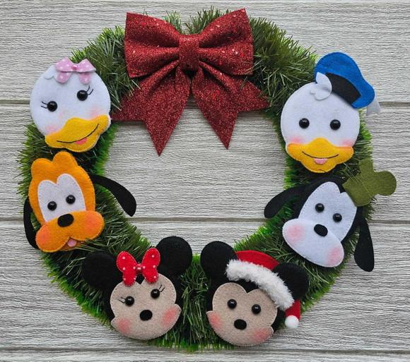 Guirlanda de Natal Disney em Feltro - Mickey e Amigos