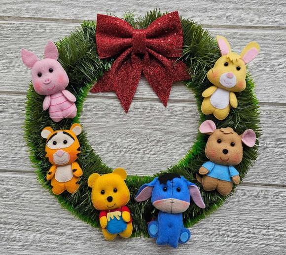 Guirlanda Natal + 7 Pingentes Ursinho Pooh e Amigos.