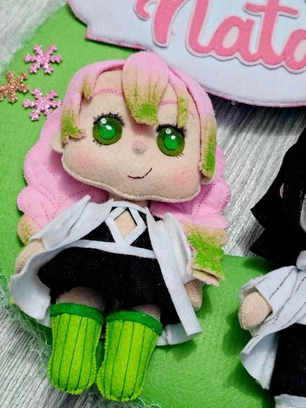 Guirlanda Natal Demon Slayer - Mitsuri e Obanai em Feltro