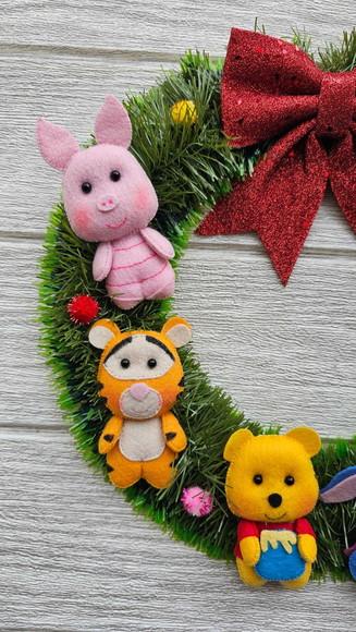 Guirlanda Natal Ursinho Pooh e Amigos em Feltro