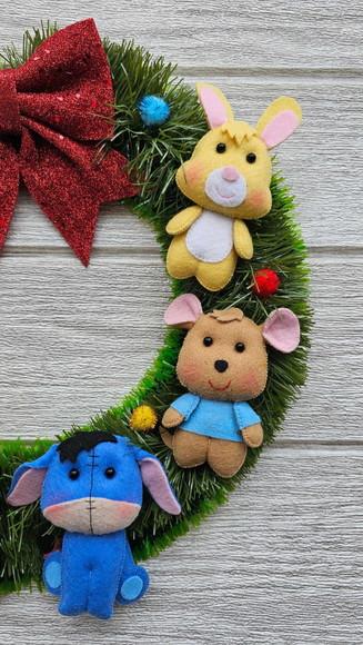 Guirlanda Natal Ursinho Pooh e Amigos em Feltro