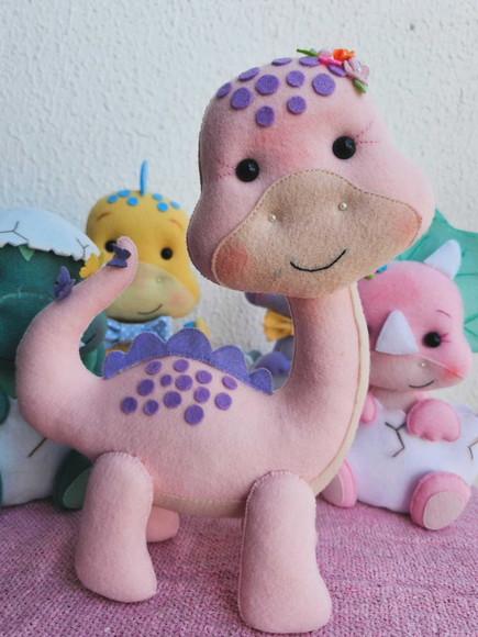 Kit 5 Dinossauros em Feltro - Decoração Festa e Quarto Baby