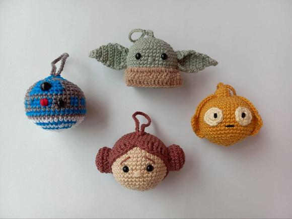 Pingentes de Natal Star Wars em Amigurumi.