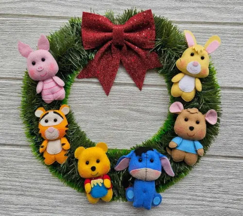 Guirlanda Natal Ursinho Pooh e Amigos em Feltro