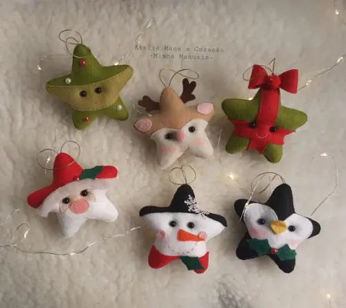 Kit 6 Pingentes de Natal Estrela