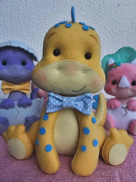 Kit 5 Dinossauros em Feltro - Decoração Festa e Quarto Baby