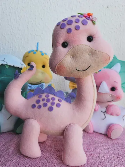 Kit 5 Dinossauros em Feltro - Decoração Festa e Quarto Baby