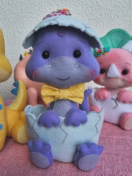 Kit 5 Dinossauros em Feltro - Decoração Festa e Quarto Baby