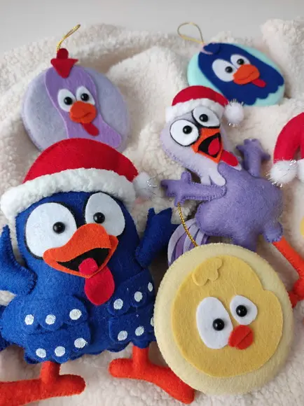 Pingentes de Natal |galinha Pintadinha em Feltro