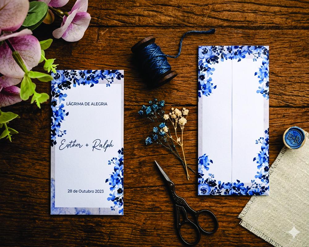Lágrimas de Alegria Papel Vegetal Floral Azul