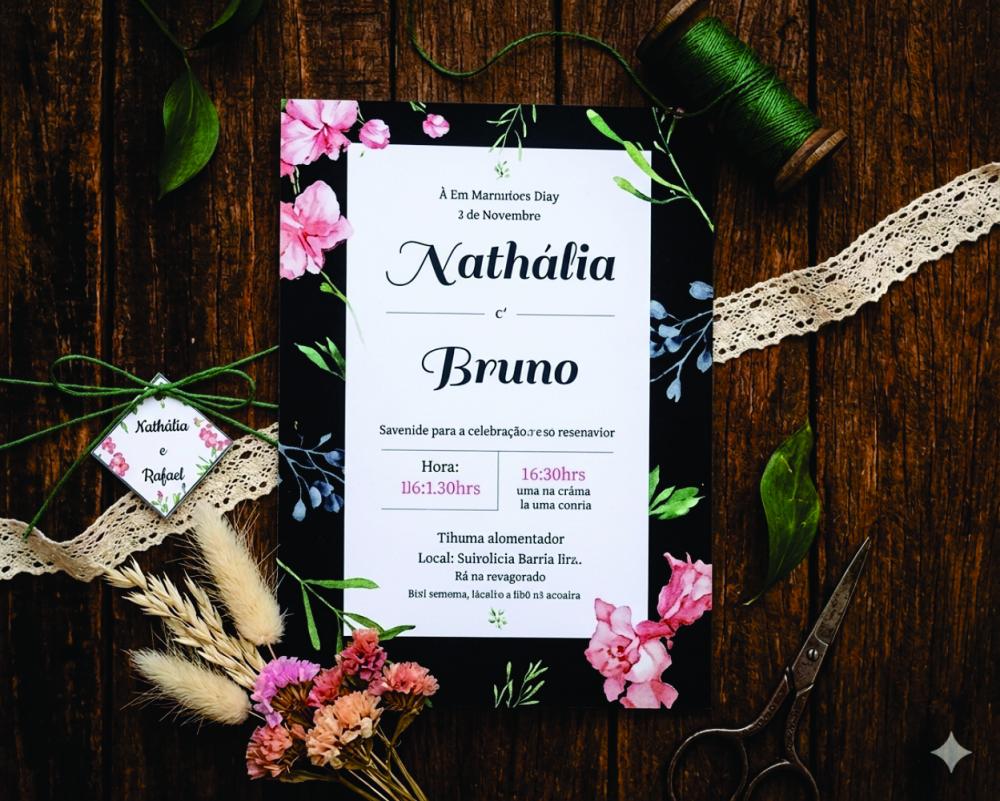 Convite de Casamento Papel Vegetal com Orquídeas