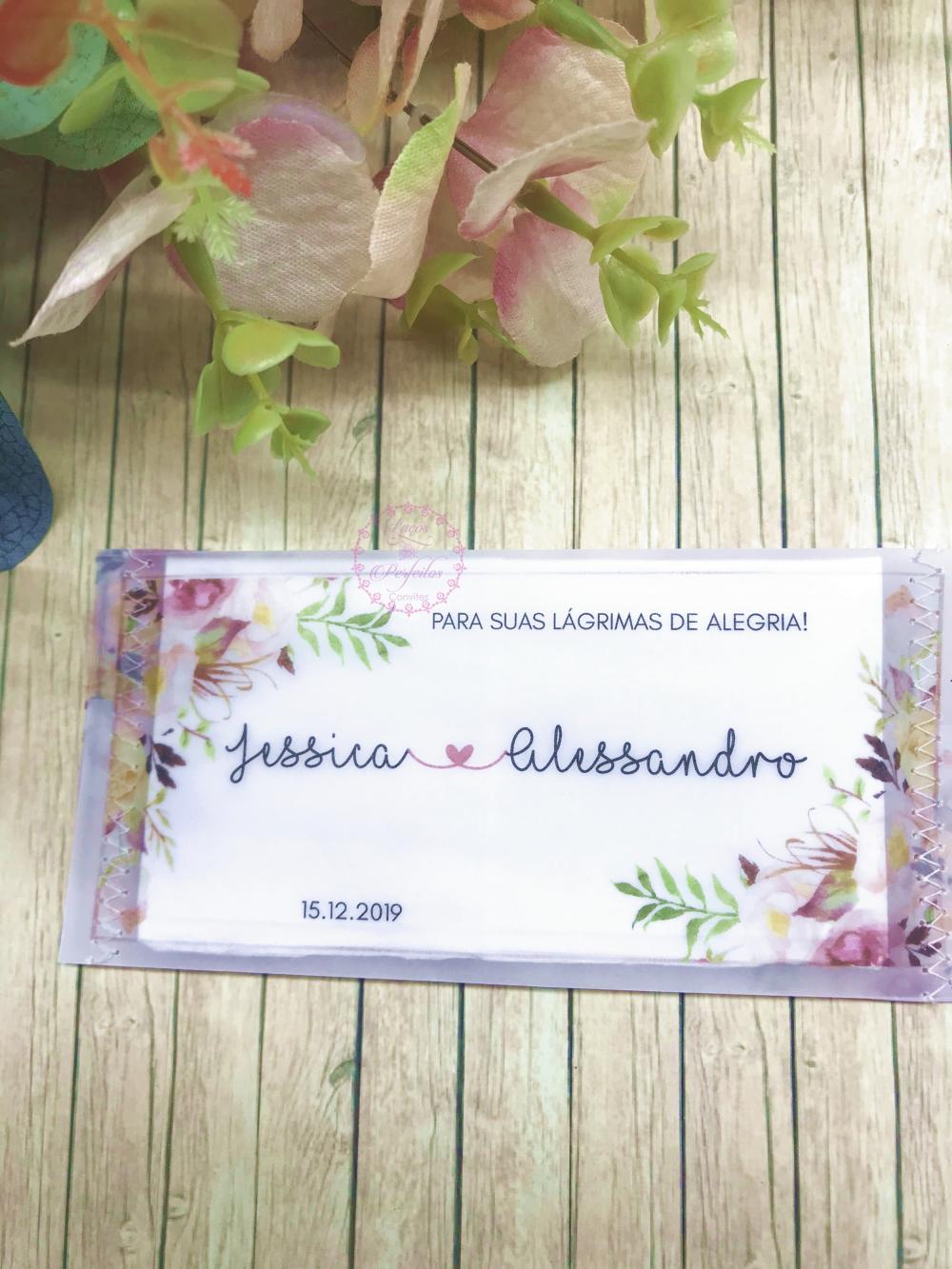 Lágrimas de Alegria Casamento em Papel Vegetal Costurado Floral